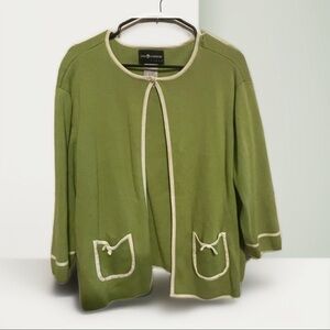 Sag Harbor Green Women's Blazer with Cream Trim